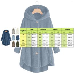 Womens Jackets Autumn And Winter Coat Side Slit Hooded Fleece Button Cardigan Jacket With Pockets Casual Solid Color Home Wear Drop De Dhyc8