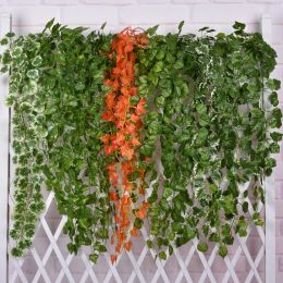 Artificial Green Potted Plants Vine Wall Hanging Creeper Ivy Rattan Fake Flower Window Garden Christmas Home Decor Chlorophytum