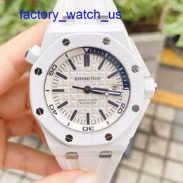 Hot AP Wrist Watch Royal Oak Offshore Series 15707CB White Ceramic White Plate Quarter Blue Mens Fashion Leisure Business Sports Machinery Watch