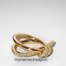 Top grade Designer rings for womens Tifancy Seiko Knot Ring Diamond Set Womens Ring Plated 18K Rose Gold Twisted Ring Original 1:1 With Real Logo