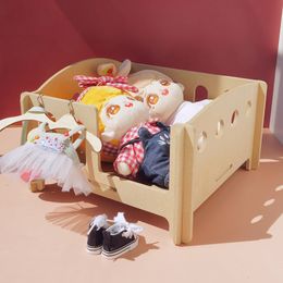 Wood Doll Bed For 20cm Dolls Detachable Bed Model Blyth OB11 BJD Dollhouse Furniture Lol Accessories Children Play House Toys