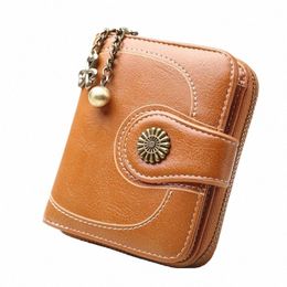 women Vintage Wallets Greased Leather Fr Ladies Zipper Coin Purse Female Small Clutch Mey Bag Credit Card Holder Wallet R6vG#