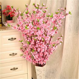 20pcs 65cm Artificial Flowers Peach Blossom Simulation Flower For Wedding Decoration fake Flowers Home Decor261B