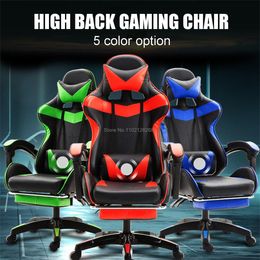 PU Leather Racing Gaming Chair Office High Back Ergonomic Recliner With Footrest Professional Computer Chair Furniture 5 Colours