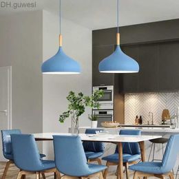 Pendant Lamps Multi Colour Lustre chandelier with a diameter of 16/17/24cm restaurant wooden modern E27 LED loft YQ240410