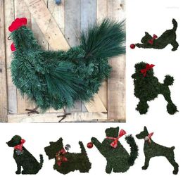 Decorative Flowers Dog Christmas Wreath Shaped Artificial Wreaths For Tree Ornaments Front Door Bookshelf Living Room