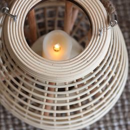 Rattan Floor Lamp Candelabra Patio Decorative Candle Holders Lantern Japanese Style Titular De La Vela Home Decoration