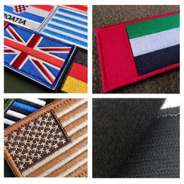 Country Flag Embroidered Hook&loop Patch Russia Spain Turkey France EU Tactical Military Patches Army Backpack Cloth Decoration