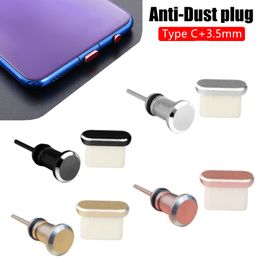 Type C Metal Anti Dust Plug Set USB Type-C Port And 3.5mm Earphone Jack Plug For Samsung Galaxy S9 S10 Plus For Huawei Xiaomi