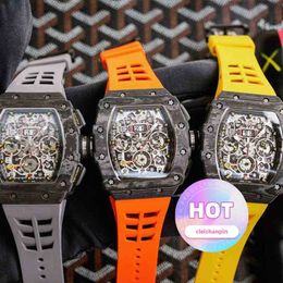 Mens watch New mechanical wrist watches rm11-03 Luxury mens Mechanics Business Leisure Automatic Black Carbon Fiber Tape Male Designer High-quality