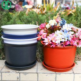 WHISM Flower Pots Plastic Green Plant Pot Resin Succulents Nursery Pots Home Decorative Flowerpot Garden Decoration