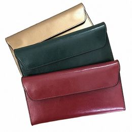 genuine Leather Women Thin Wallet Female Phe Pocket Luxury Minimalist Wallets Lg Hasp Purse Card Holder Cowhide Clutch Bag L5zp#