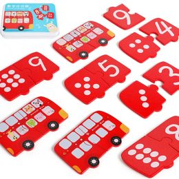 Montessori Number Matching Puzzle Math Toys My First Big Puzzle Animal Car Hand Grasp Board Numbers Sense Game Educational Toys