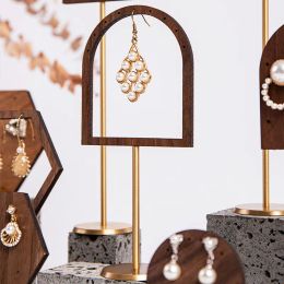 Earrings Rack Display Rack Shop Ear Nail Board Creative Light Luxury Walnut Ornaments Display Props Wooden Jewelry Rack