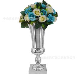 Golden Silver Metal Vase Party Desktop Decorations Road Leader Candlestick Wedding Props Home Decoration