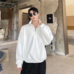 Men's Polos T-shirt 2024 Summer Fashion Zippers Stand Collar Tops Man Long Sleeve T-shirts