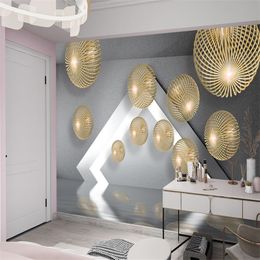 3d Custom Printing Interior Decoration Wallpaper Metal Sphere Extended Space Modern Simple Covering Bedroom TV Background Wall Sti270j