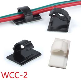 10/50pcs WCC-2 Cable Clamp Self Adhesive Wire Clip Tie Fixer Mounting Desk Line Holder Organizer Management Fastener White Black