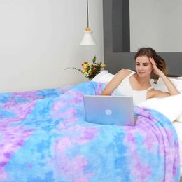 Blankets Blankets Polyerter Fuzzy Soft Fleece Blue Purple Throw Blanket Cozy Soft Warm Throw Blanket for Bed