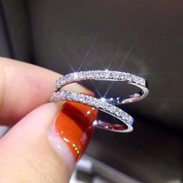 New Fashion Genuine 925 Sterling silver CZ Stone Ring Fine Jewelry Simple Round Thin Ring for Women Element Ring size 4957389762292N