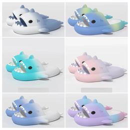 New top Quality shoes sandal Summer Shark Slippers Shark Slides Thick Soled Shoes Kids flat sandals Gradient Flip Flops