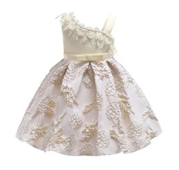 2018 childrens beige lace princess dresses kids party clothes baby girls elegant dress toddler flower wedding dress for 100150cm4089108