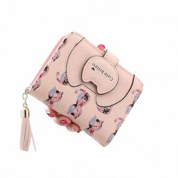 women Cute Cat Wallet Small Zipper Girl Wallet Brand Designed Pu Leather Women Coin Purse Female Card Holder Wallet 69yn#