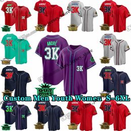 Custom S-6XL K3 13 Ronald Acuna Jr. Baseball Jersey Bright Colors Red Blue Light Green Black Purple With Patches