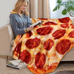 Blankets WASART Soft coral fleece tortilla pizza blanket mexican round shape lavash wool plaid plush bedspread warm winter throw blanket