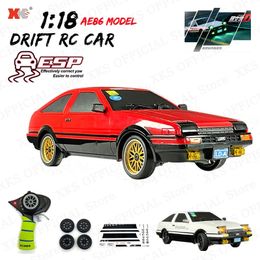 AE86 Model 118 RC Car 2.4G Remote Control 15KmH AWD On Road LED Light ESP Gyroscope RC Drift Racing Toy Car Gift for Boy 240408