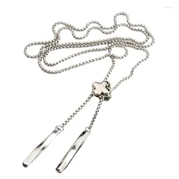 Bow Ties Mens Women Metal Chain Bolo Tie Flower Pendant Charm Dress Sweater Jewelry Necklace With Long Tassels