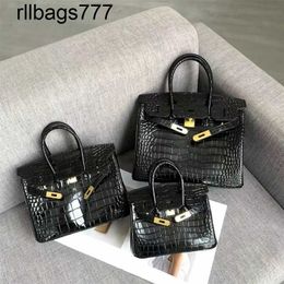 Leather Bk Designer Bags Handmade Crocodile Pattern Bag Womens Skew Straddle Real Bag Fashion Versatile Handbag Small Bag Atmo