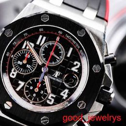 Exciting AP Wrist Watch Royal Oak AP26470 Stainless Steel Material New Ceramic Ring Dial With Outer Ring 42mm Complex Timing Black And Red Dial Set