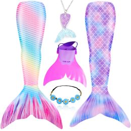 Adult Kids Swimming Mermaid Tail Can Add Fins Halloween Costumes Gifts Girls Women Bathing Suit Beach Bikini Wear Swimsuits