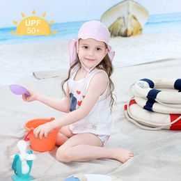 New Sunscreen Beach UV Cut Cap Pink Children's Shawl Cap Soft and Light Travel Wild Color Sun Hat Children's Hat 1-4 Years