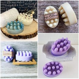 FUNBAKY Creative DIY Soap Moulds Handmade Oval Silicone Soap Form Tray Mould Suppliers 3D Massage Soap Making Tools