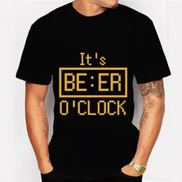 Men's T Shirts Trendy Streetwear Men Summer Short Sleeve Basic Tees Harajuku Vintage Shirt Its Beer Clock Graphic Tops Clothing