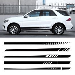 Car Door Both Side Skirt Stripe Stickers DIY Decals For Mercedes Benz GLE GLK ML Class AMG W164 W166 GLE350 GLE400 GLK350 ML350