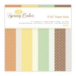 24 Sheets Spring Color Craft Paper Pads Cutting Dies Art Background Origami Scrapbooking Card Making