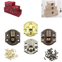 2PC Antique Metal Lock Jewellery Chest Gift Wine Wooden Box Decorative Padlock Hasps Latch With Screws Furniture Hardware