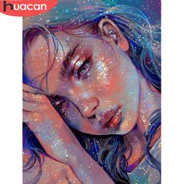 HUACAN 5D DIY Diamond Painting Girl Handicraft Full Square Diamond Embroidery Portrait Diamond Mosaic Woman Needlework Wall Art