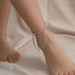 Anklets Simple Tassel For Women Barefoot Sandals Beach Rhinestone Crystal Anklet Ankle Foot Bracelet Jewelry Leg Chain