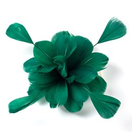 1 Pieces Fascinating Womens Dark Green Feather Flower Brides Hair Accessories Wedding Hair Appliques Holiday Plume Headpiece