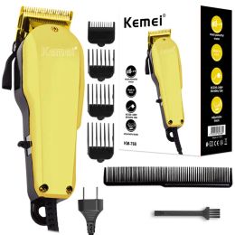 Clippers Original Kemei Adjustable Hair Clipper Professional Corded 220240V Hair Trimmer For Men 12W Powerful Haircut Machine Tapering