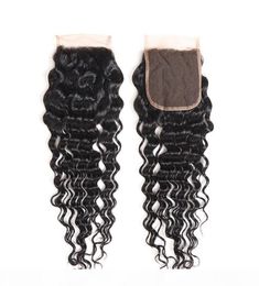 4x4 Closure Deep Wavy Part Malaysian Deep Wave Closure Human Hair Lace Closure Piece Natural Black Color1723973