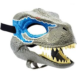 Dinosaur World Mask with Opening Jaw Tyrannosaurus Rex Halloween Cosplay Costume Kids Party Carnival Props Full Head Helmet12604