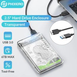 Enclosure PHIXERO 2.5 inch SSD Enclosure Storage Box HDD Case SATA USB 3.0 Type C Hard Drive Case External Support UASP for PC Laptop