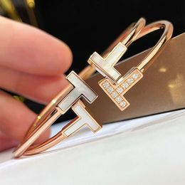 Designer Tiffanybracelet Heart Bracelet Luxury Jewellery Woman High Edition t Home End Double Bracelet Womens 18k Gold Plated Full Diamond 2024