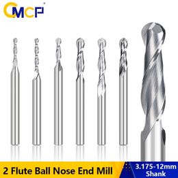 CMCP 2 Flute Ball Nose End Mill 4/6mm Shank CNC Router Bit Carbide End Mill Spiral Milling Cutter For Woodworking