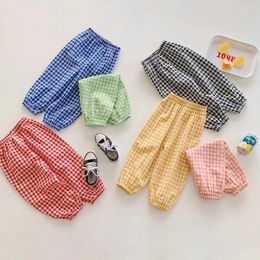 Trousers Baby Boys And Girls Summer Anti Mosquito Pants Thin Loose Casual Plaid Children's Clothes Kids Fashion Leisure